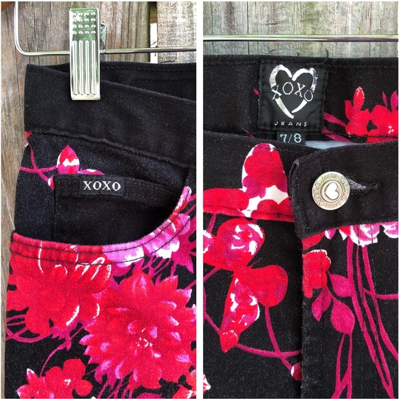 😍Vintage XOXO Floral Black Jeans😍 - Picture 4 of 8